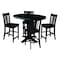 International Concepts 36 in. Solid Wood Round Extension Dining Table with 4 Counter Height Stools in Black K46-36RXT-23B-S102-4 - alternate 2